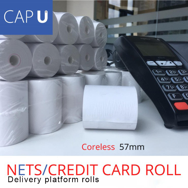 NETS/credit card/Receipt Roll 57x38mm(100 rolls, black image)