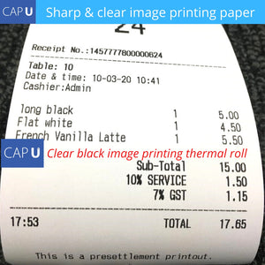 POS thermal receipt/kitchen roll 80mm  (50 rolls, black image)